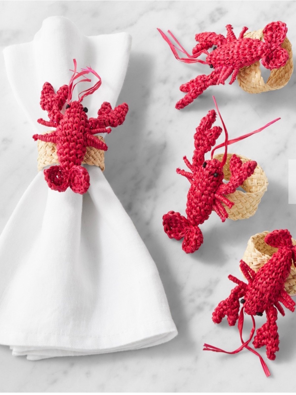 Williams Sonoma NWT Figural Lobster Napkin Rings, Set of 4